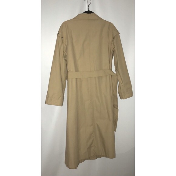 Samuel Martin Long Sleeve Button Up Rainwear Coat Tan Womens Size 12 Made In USA - Picture 7 of 11